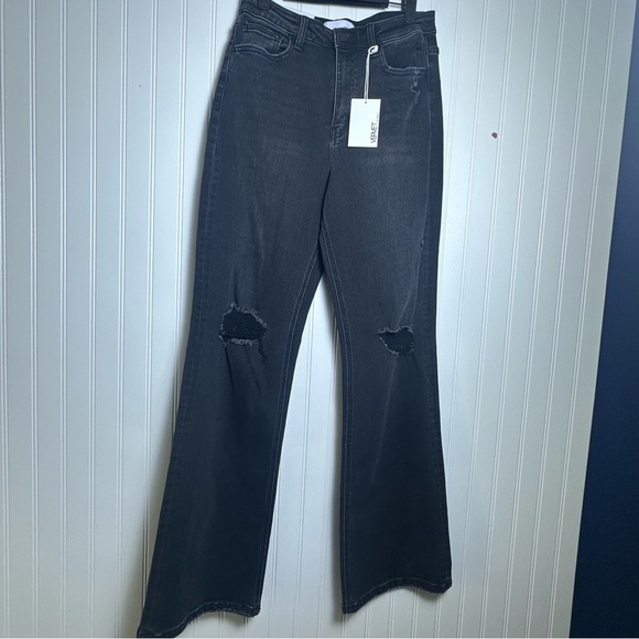 Velvet Black Distressed Wide Leg Jeans Size 28 NWT - Picture 2 of 11